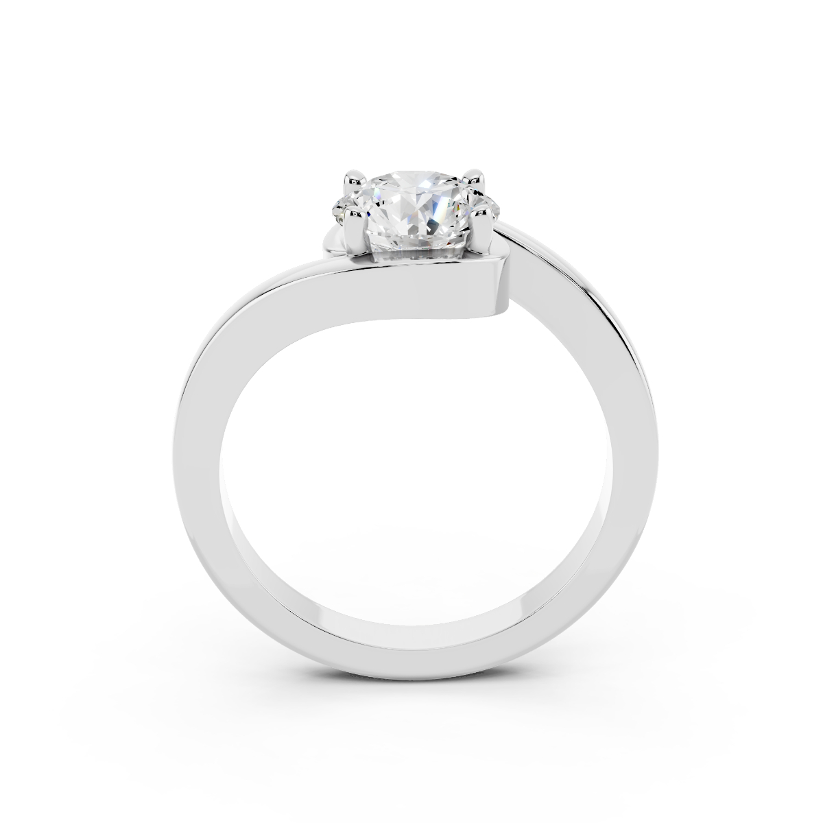 Anello Abbraccio 1 ct Triplo Excellent GIA di lato
