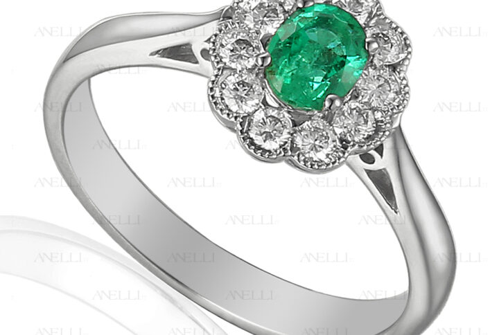 Anello Fiore Smeraldo 1 Carato