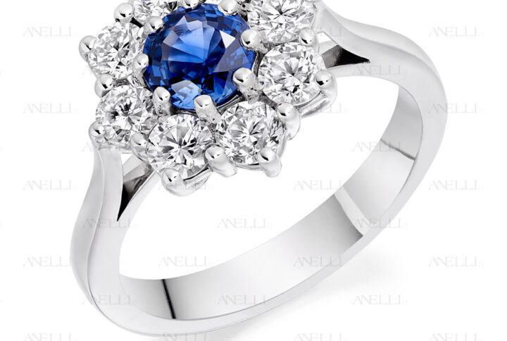 Anello Fiore Zaffiro e Diamanti