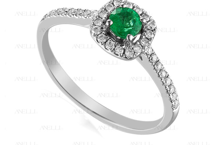 Anello Halo Smeraldo 0.90 Carati