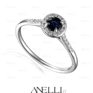 Anello Halo Zaffiro