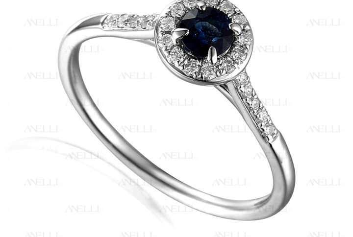 Anello Halo Zaffiro
