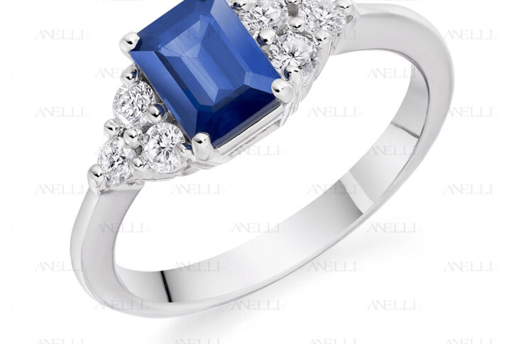 Anello Zaffiro e Diamanti