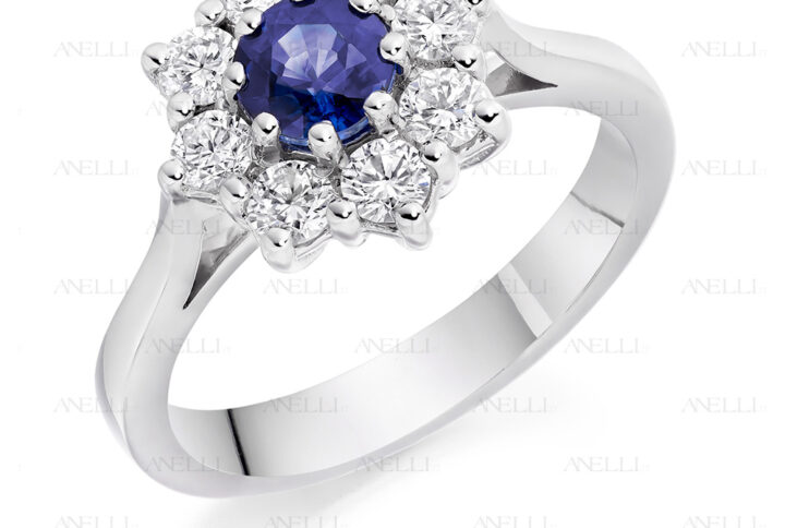 Anello con Zaffiro e Diamanti