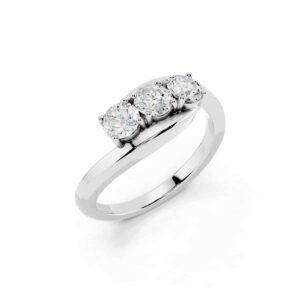 Anello tre diamanti 1 ct F-VS1 Triplo Excellent GIA-1