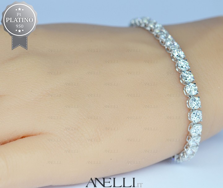 Bracciale Tennis Platino 10 Carati Diamanti F-VS1