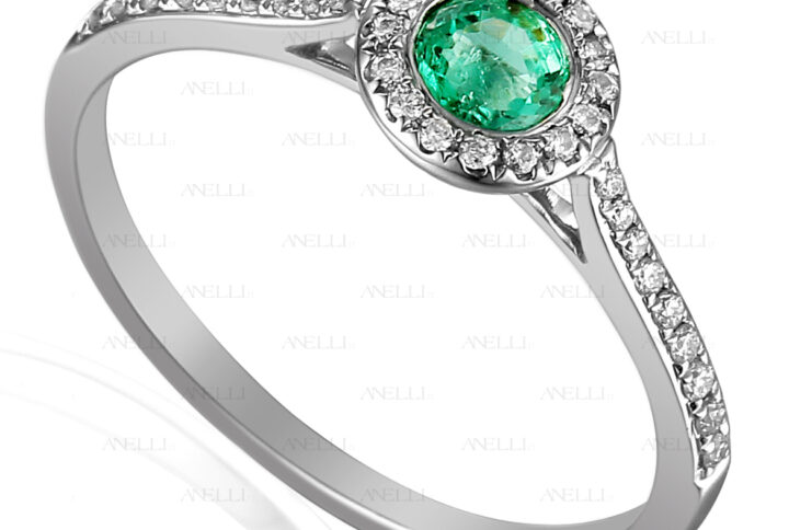 Halo con Smeraldo e Diamanti