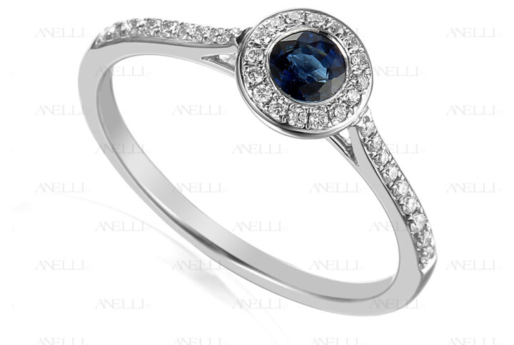 Halo con Zaffiro e Diamanti