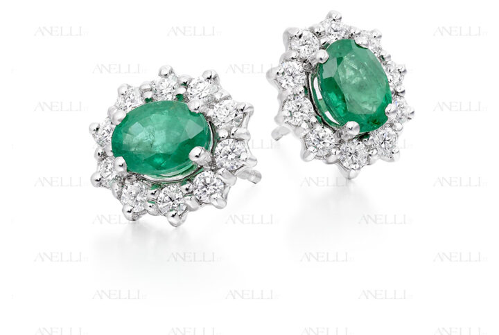 Orecchini a Fiore con Smeraldi e Diamanti